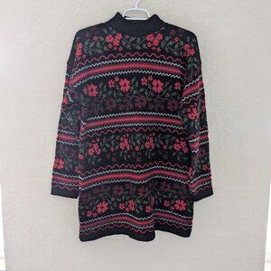 Vintage Basic Editions Christmas Grandpa Sweater Retro Holiday Size M Red Black